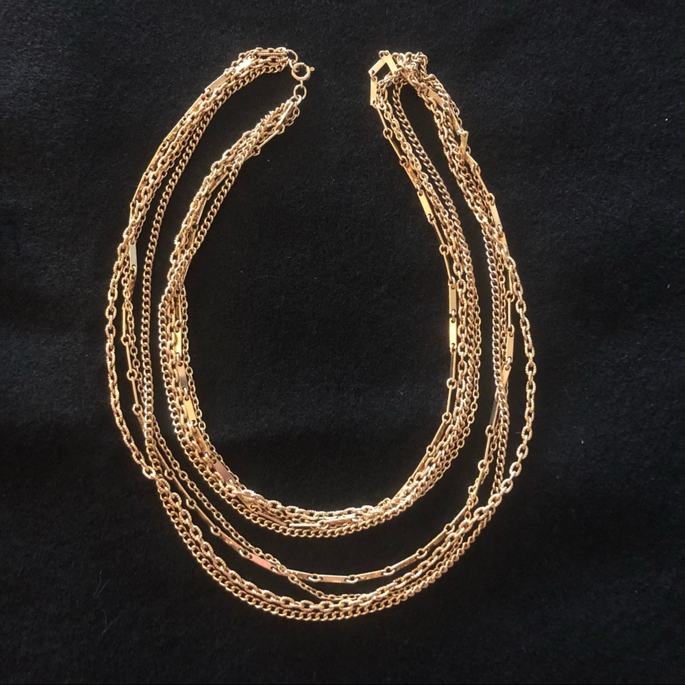Vintage goldstone multi-strand necklace, 36" long